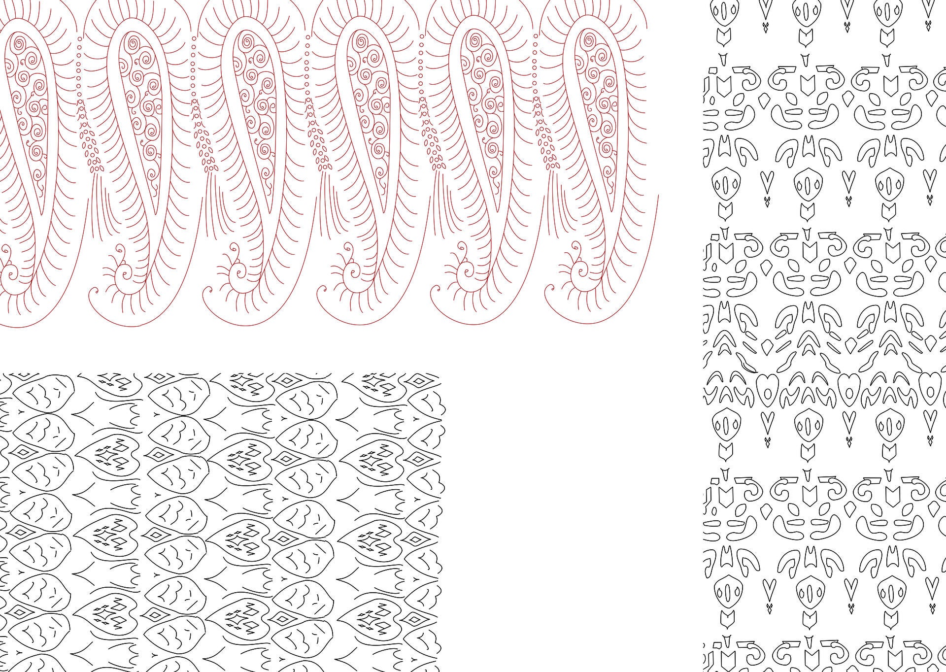 Textile motifs sourced from Tanzanian and Cambodian textiles