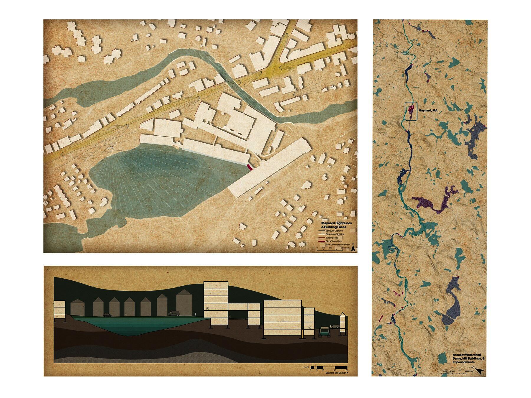 Site context drawings give a sense of the site and the relationships between water and the built environment