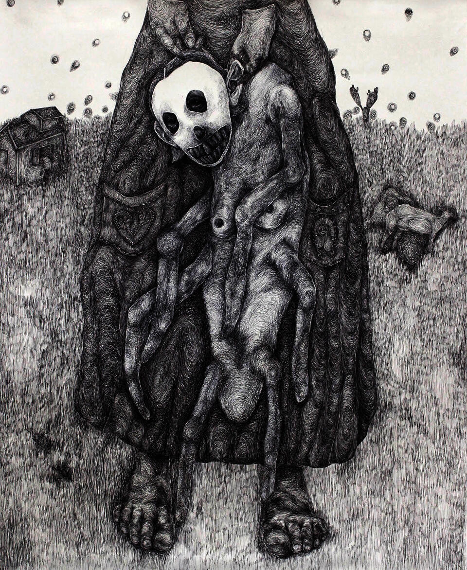 Ballpoint pen on paper 