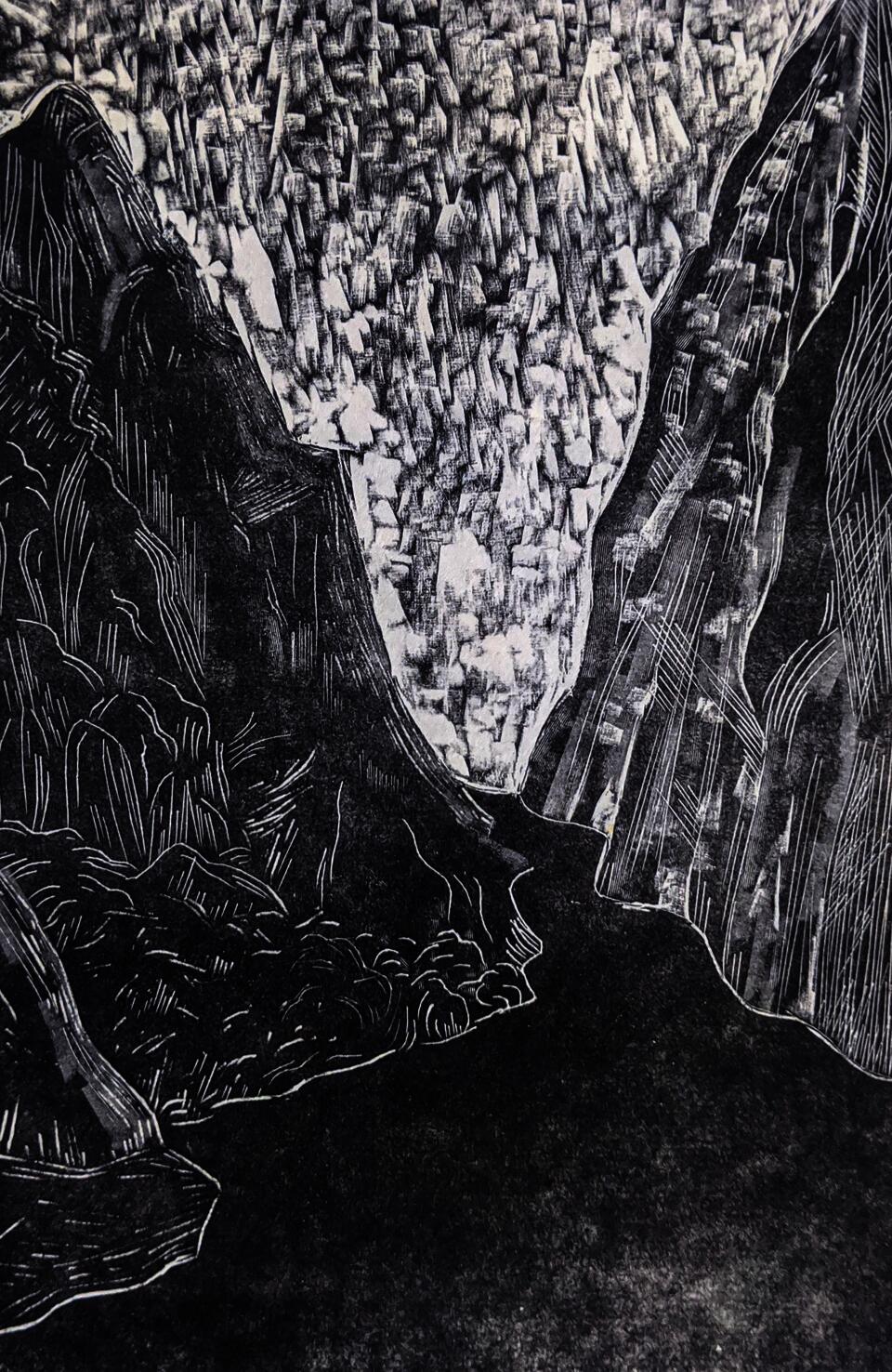 Gorge, 2020, Wood Engraving, 6"x4” 