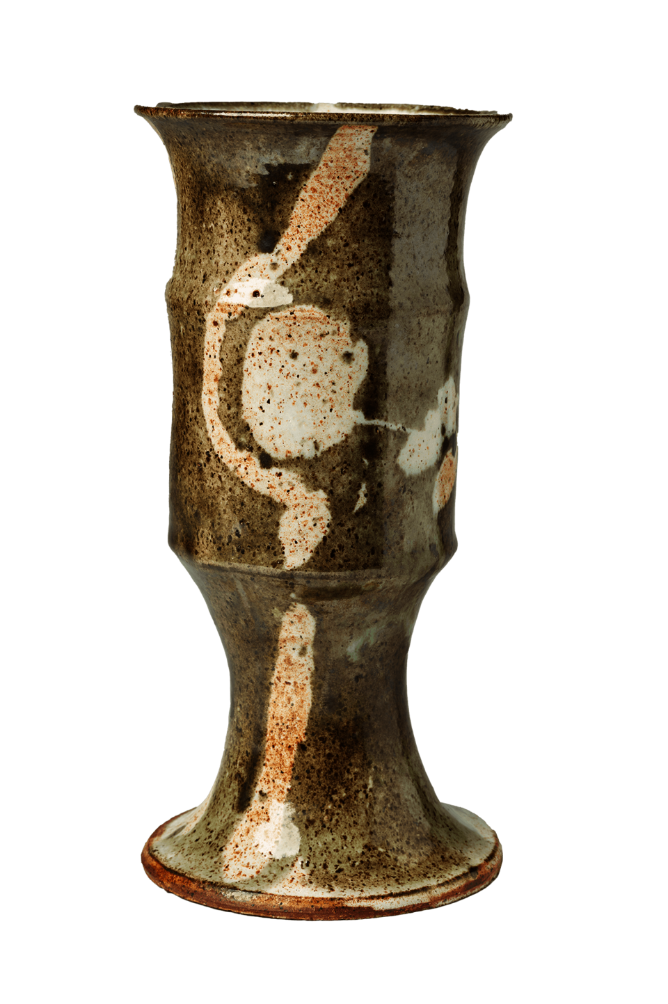 Earthenware vessel with green and brown glaze