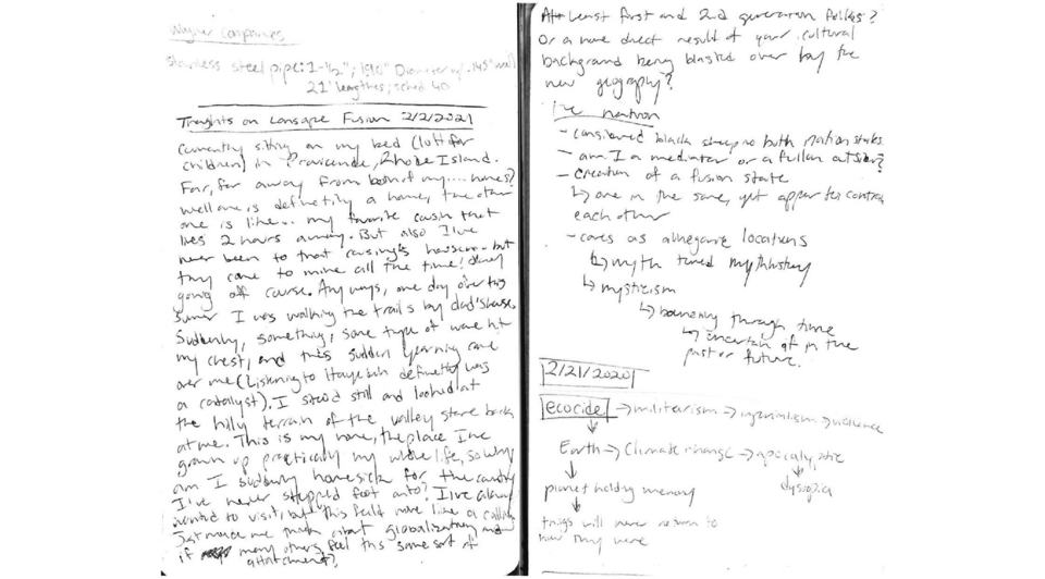 A page from artist Aryana Polat's journal/sketchbook