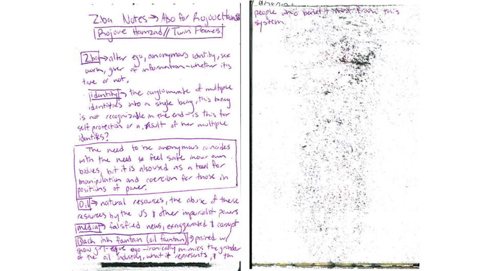 A page from artist Aryana Polat's journal/sketchbook