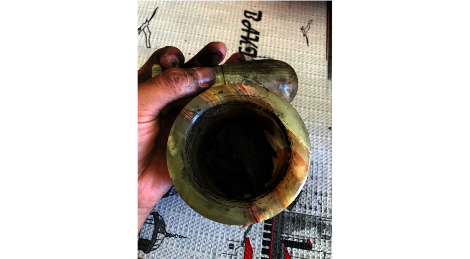 Charcoal (made into ink) collected from local hiking trails affected by recent wildfires.