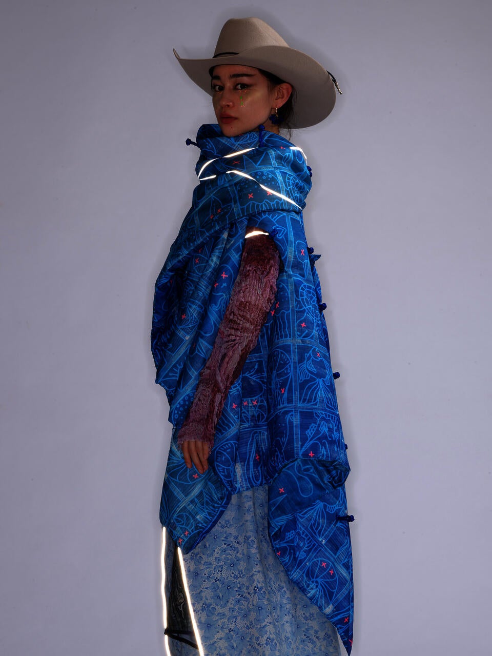 wearable blanket shawl and recycled bed sheet skirt 