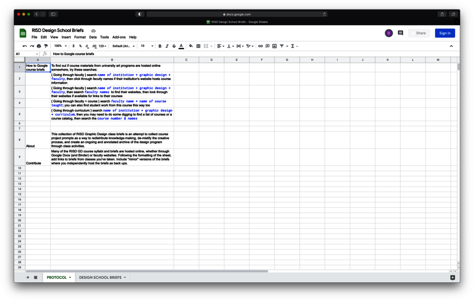 Design School Briefs protocol