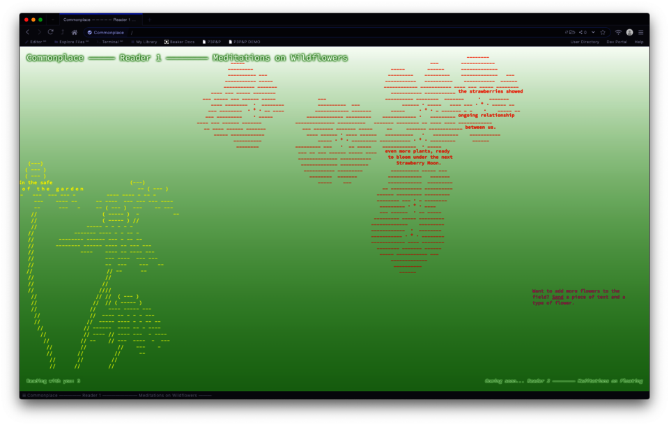 Scrolling sideways reveals more flowers