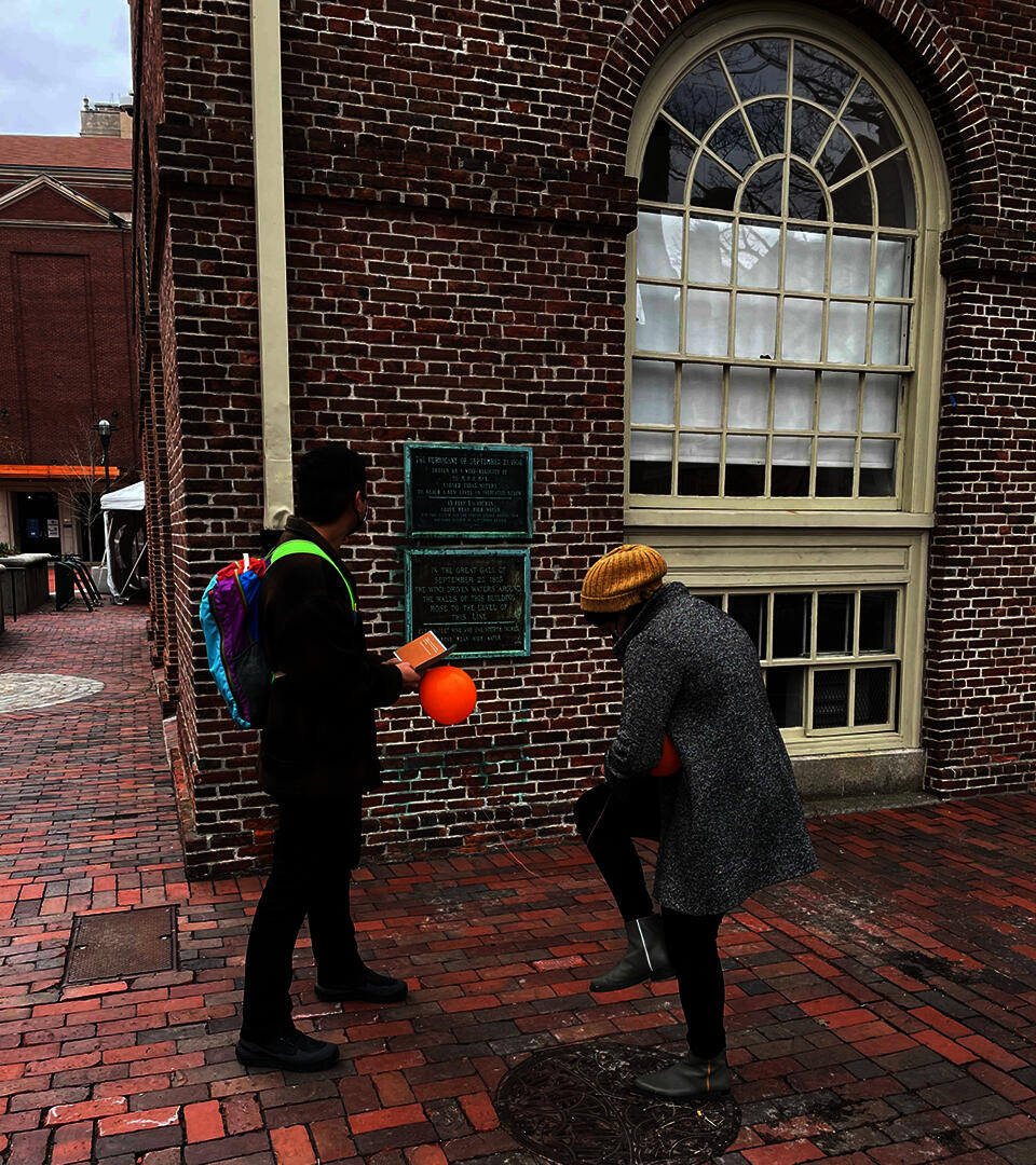 Ryan Diaz and Forough Abadian notice their surroundings