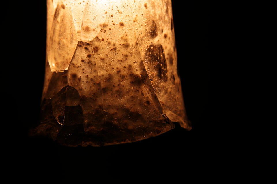 light moving through glass made from beach sand