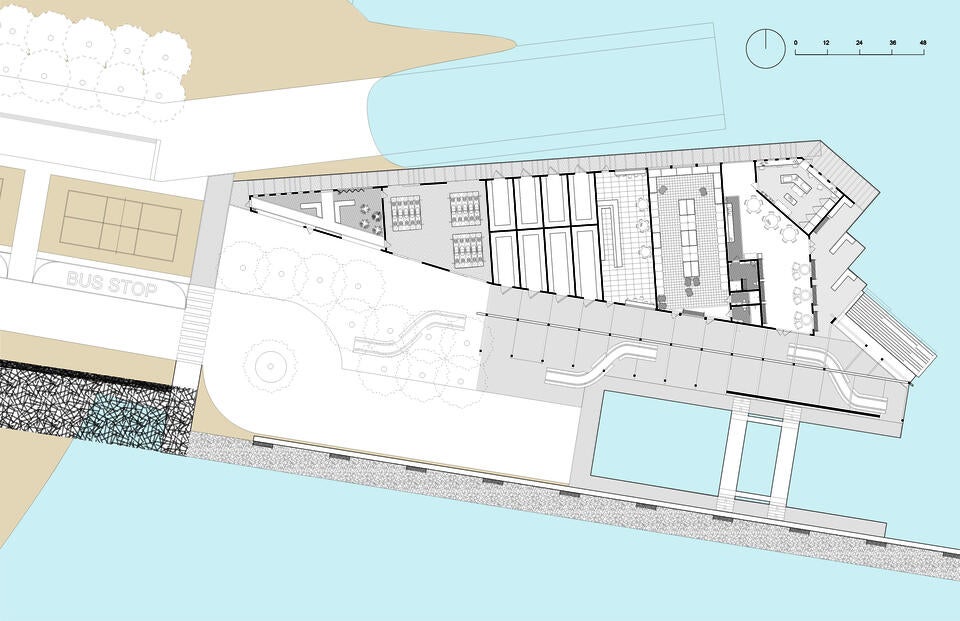 A drawing showing the proposed program of the Harbor Park Building