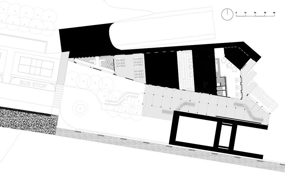 A diagram of the Harbor Park area that shows a weaving of work and leisure programing