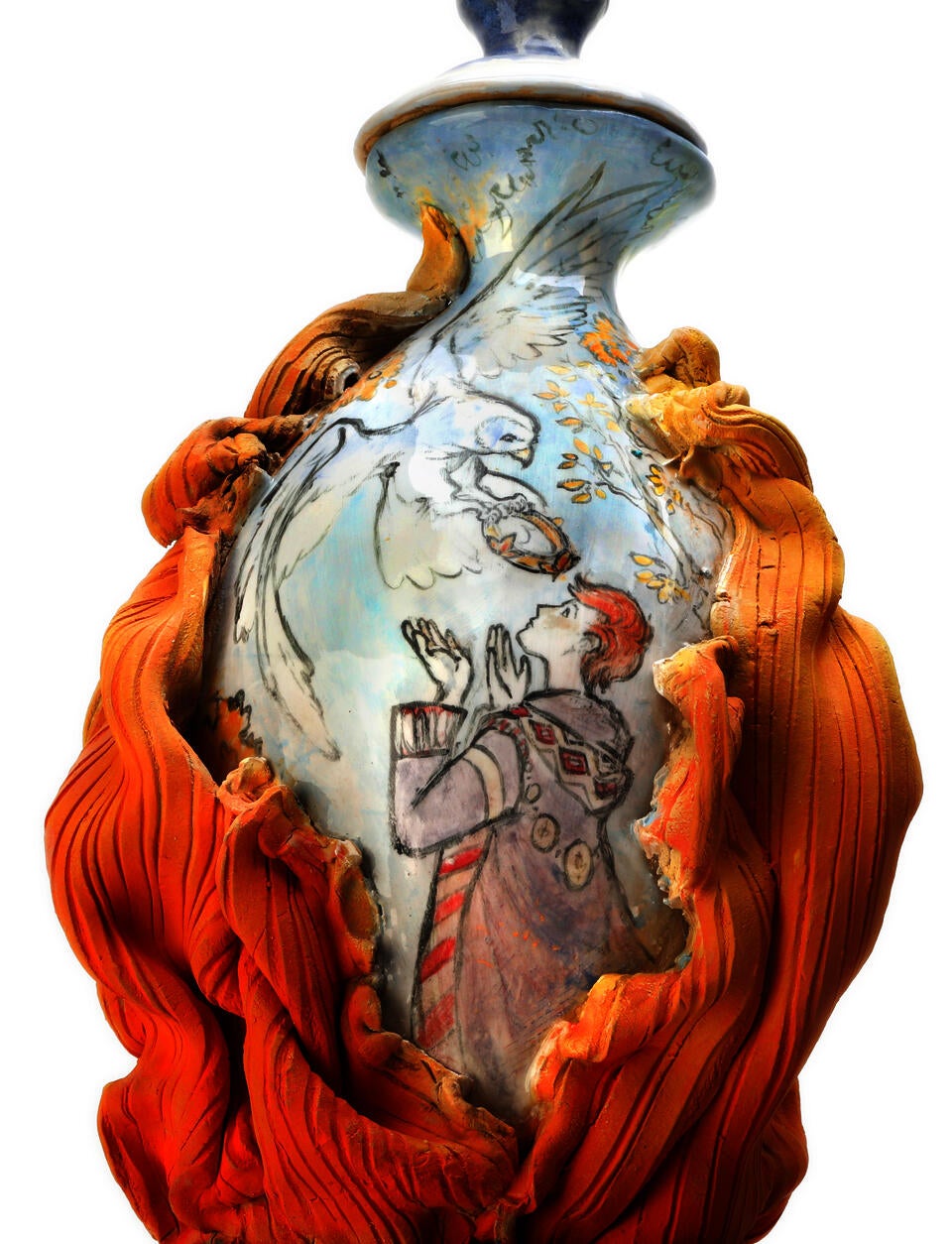 Illustration of Owl delivering crown on Autumn Vessel by Matt Becker