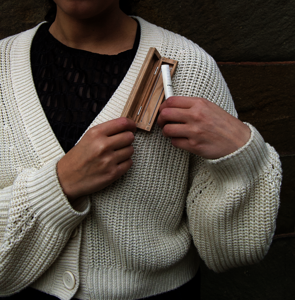 Wooden Mezuzah Worn