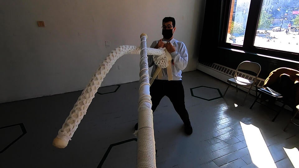 Ram Harness Games are performances choreographing and manifesting the mental, physical, and social conditions of social distancing during COVID-19. Inspired by ram harnesses. Collaboration with Hannah Lutz Winkler.