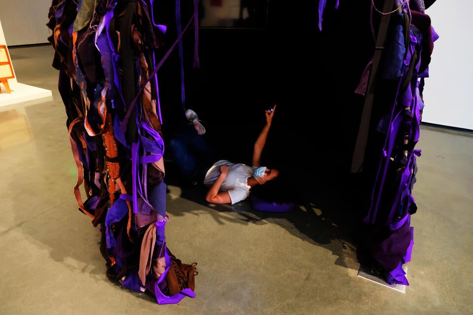 Large purple sculpture
