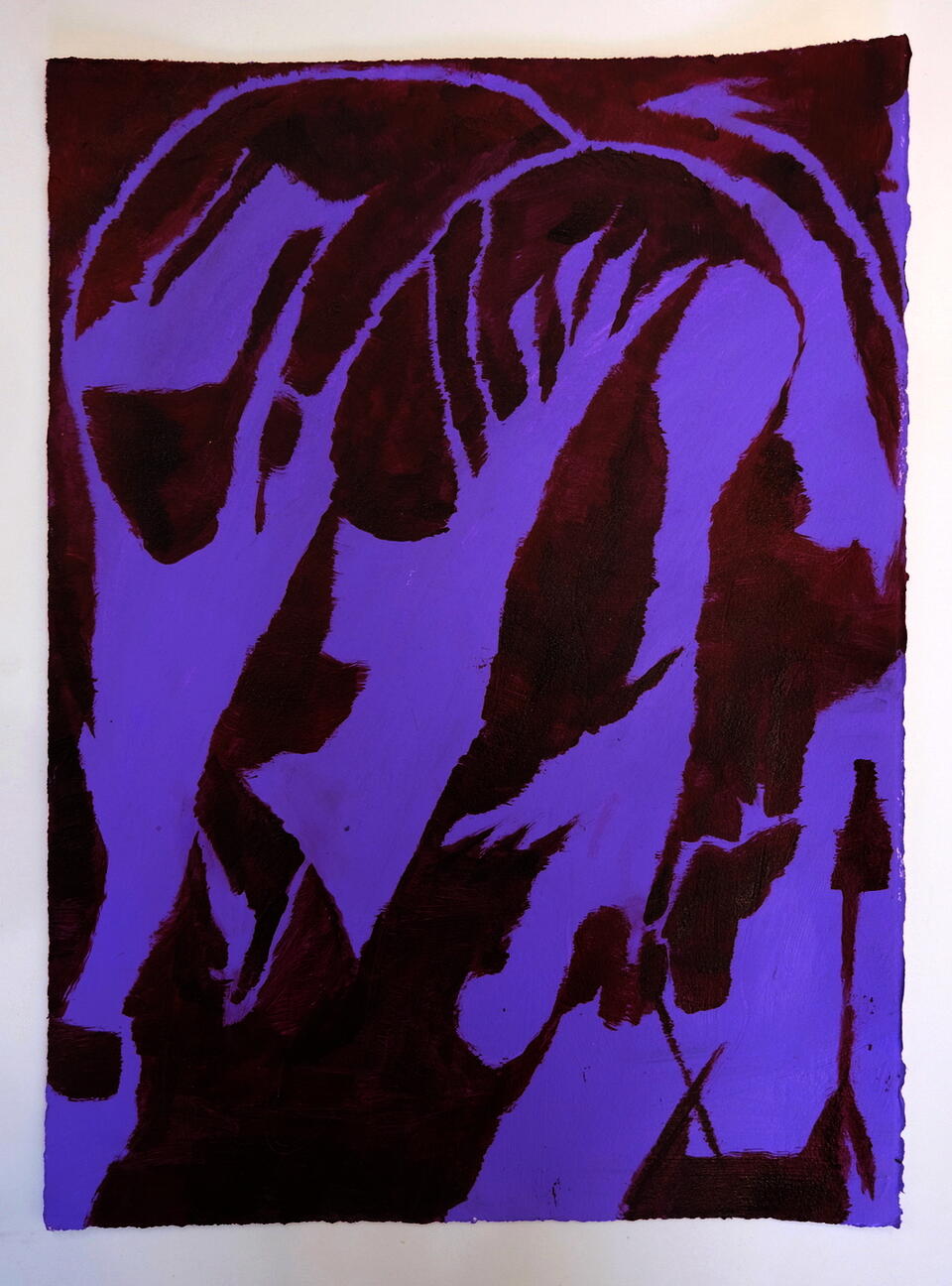 Photo of maroon and purple feathery abstract drawing