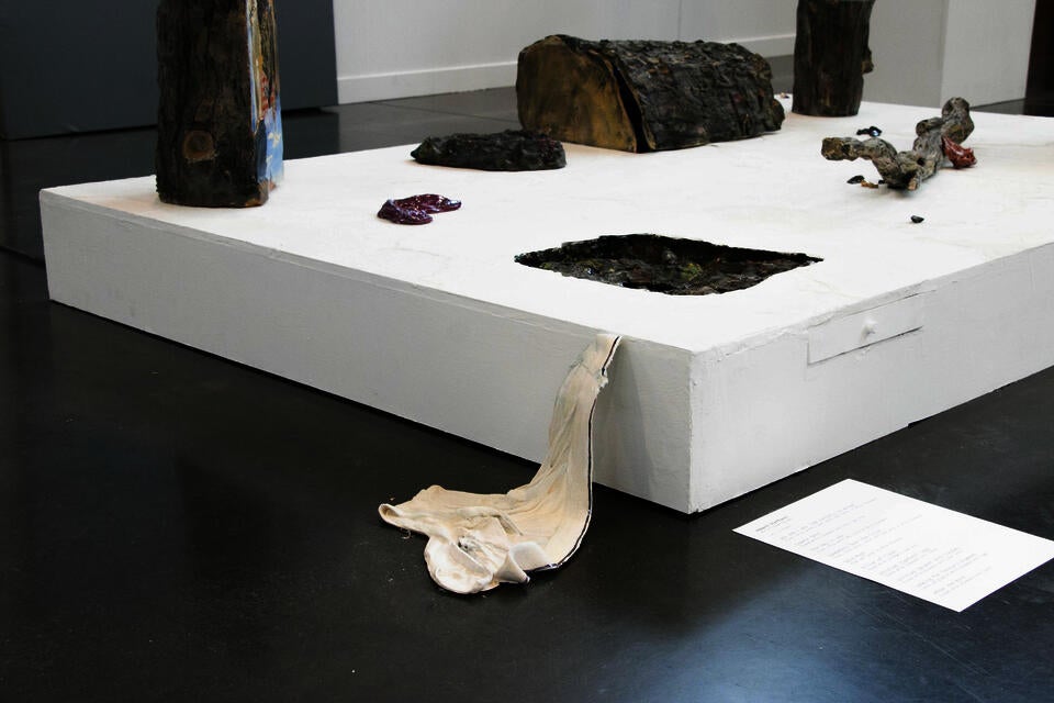 Installation view of sculptures.