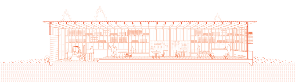 Exploring the interior of the shed shows how both the materials are indexed and how the users of the shed can interact with materials and other people.