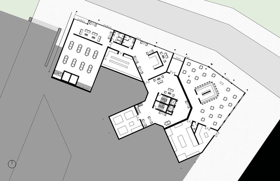 Showcasing the urbanism of the first floor.