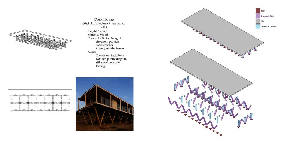 This shows a short description, isometric, plan, photograph, and structural diagram of one of my precedent studies.