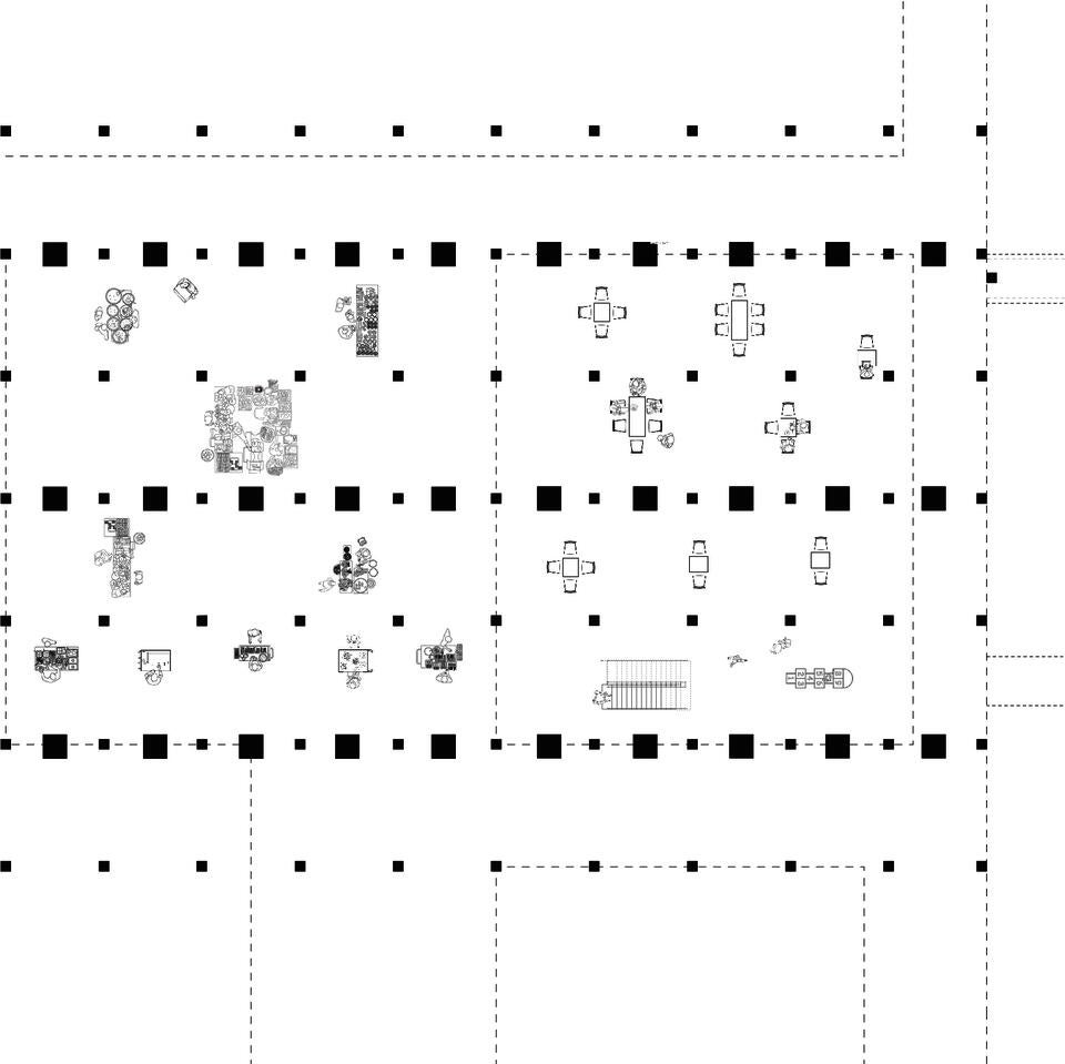 This shows a zoomed-in ground plan of the stilting system and its program during dry conditions.