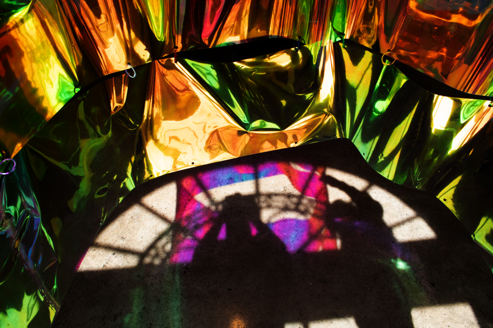 An image of a reflection of the iridescent space. 