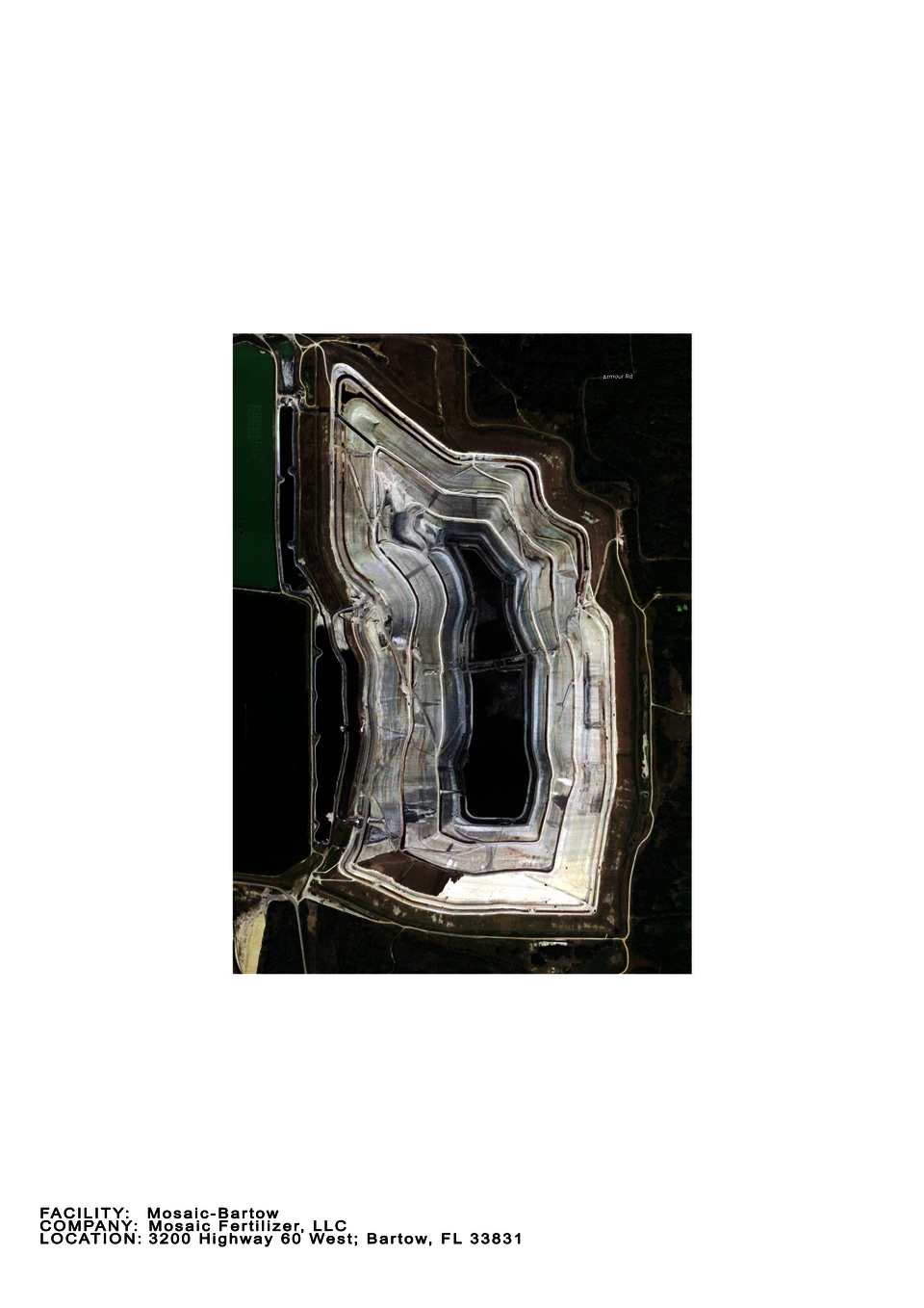 Satellite image of a gypstack built by Mosaic Fertilizer LLC in Bartow, FL 