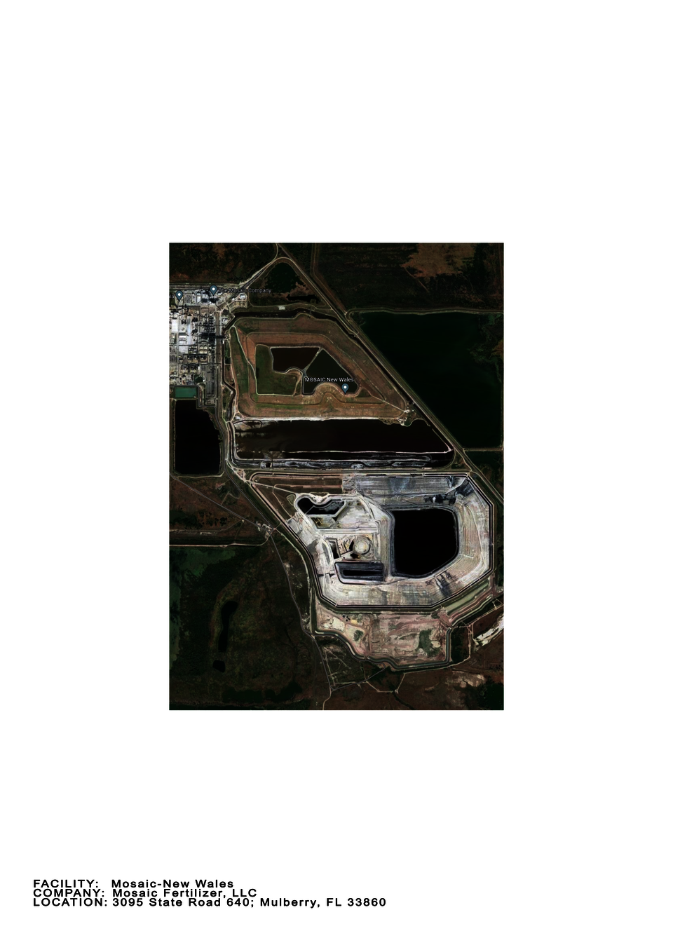 Satellite image of a gypstack built by Mosaic Fertilizer LLC in Mulberry, FL