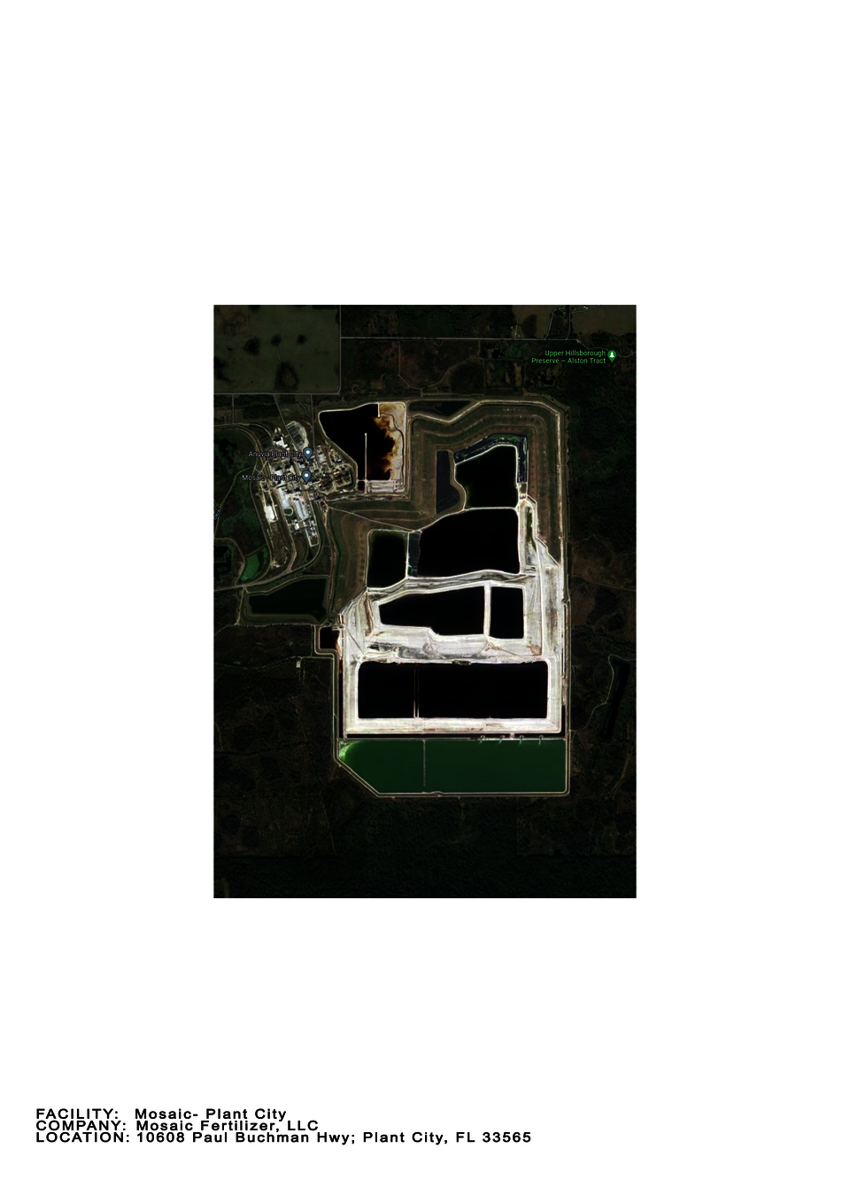 Satellite image of a gypstack built by Mosaic Fertilizer LLC in Plant City, FL