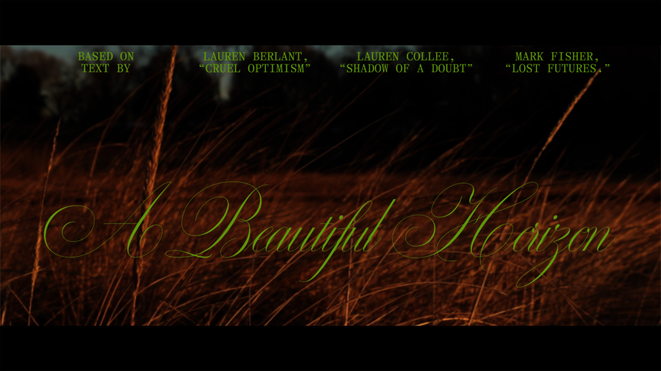 A video showing a wheat field with a title card overlaid that says: "A Beautiful Horizon." 