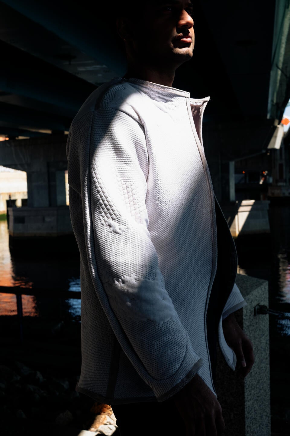 Each garment has been applied with a varied amount of phase-changing pigment, so overtime the user will be able to identify the contaminates they have come into contact with.