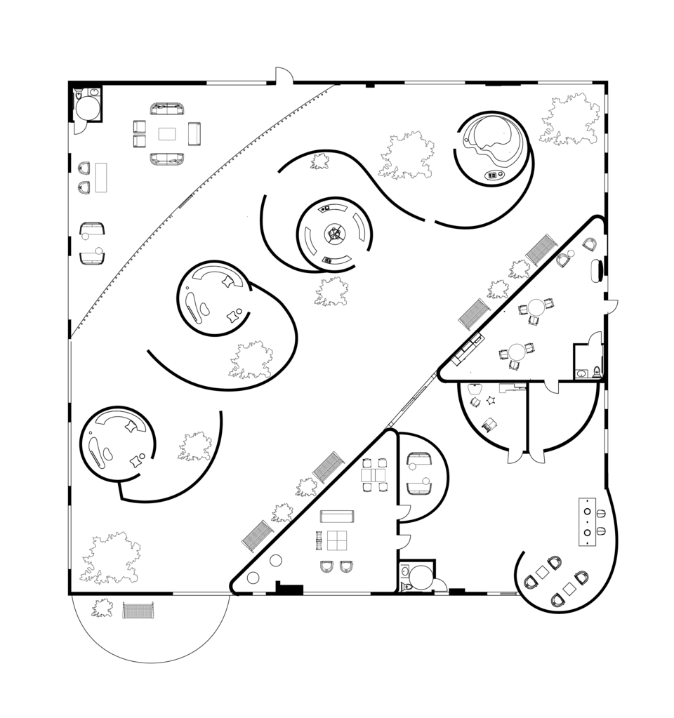 The floorplan of a square building