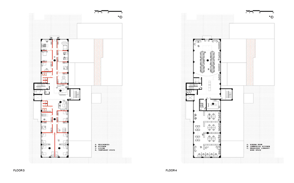 2 floor plans showing third and fourth floor  