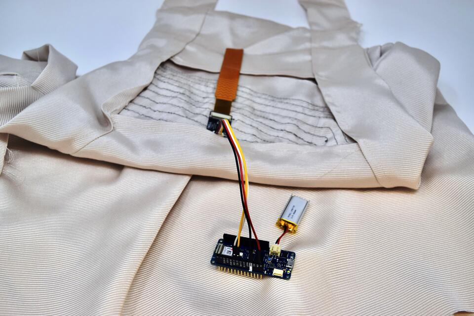 Image of the higher fidelity prototype using conductive threads