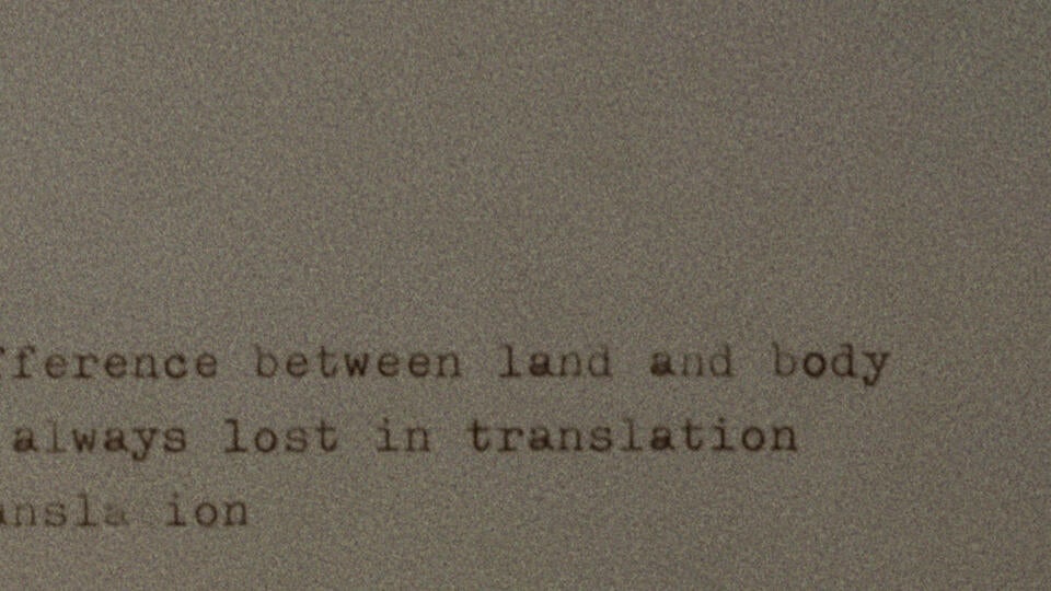 Zoomed in on text that reads "Natalie Diaz says there's no difference between land and body, but things are always lost in translation." 