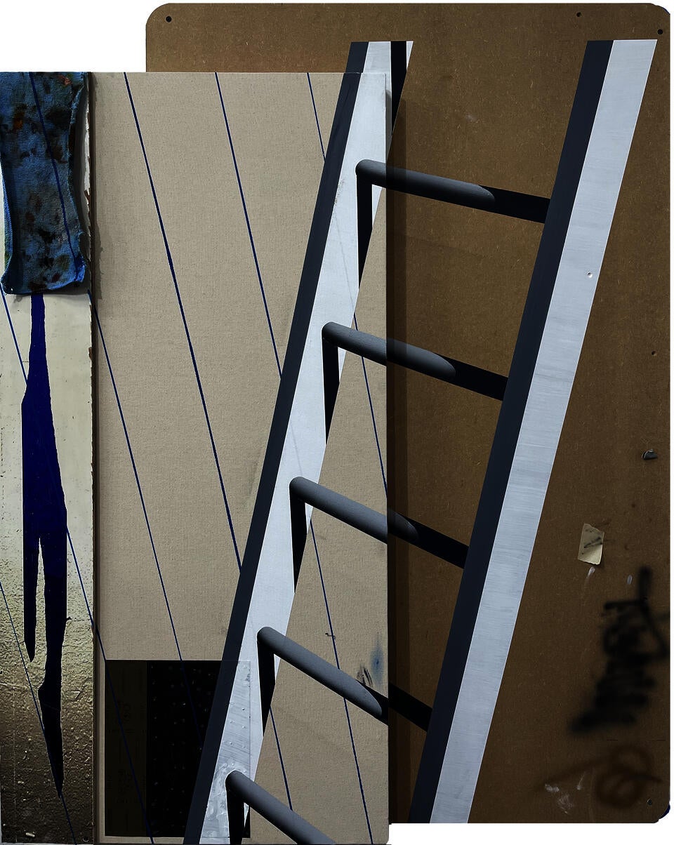 Air brushed ladder interacting with wall 