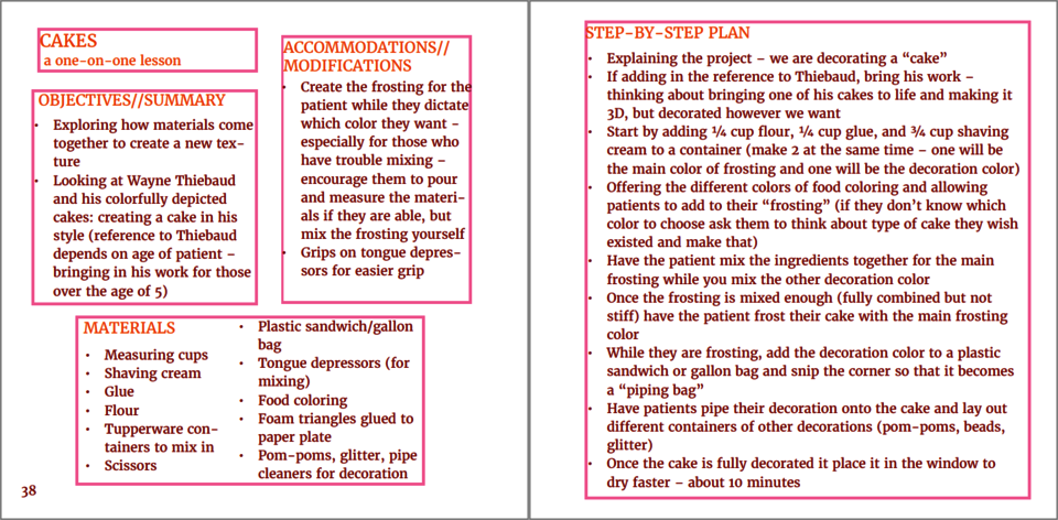 Lesson plan detailing objectives, materials, accommodations, and step-by-step plan