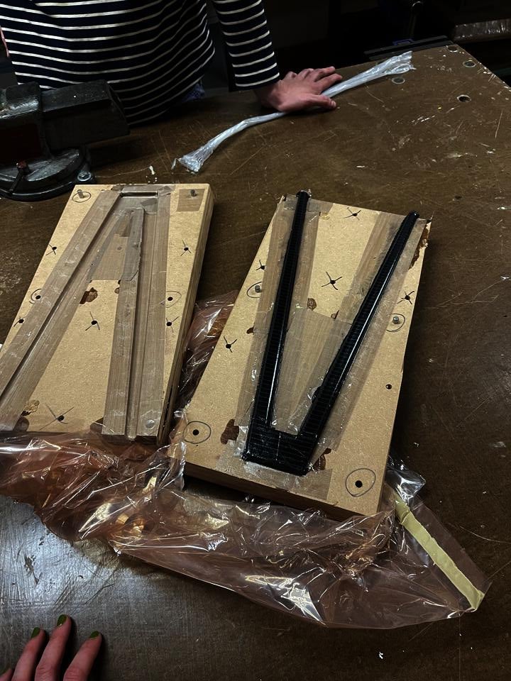 Image of the moulding used to create the chainstay component of the bicycle.