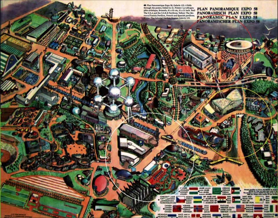 General plan of the Pavilions in World Fair 1958.