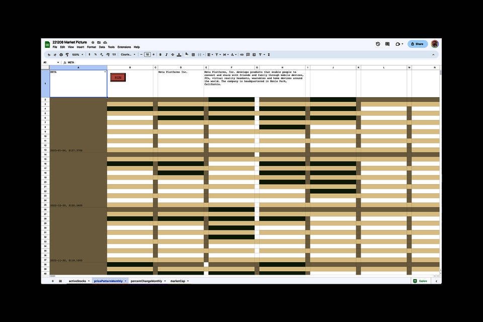 The interface of the pattern generator script I created in Google Sheets.