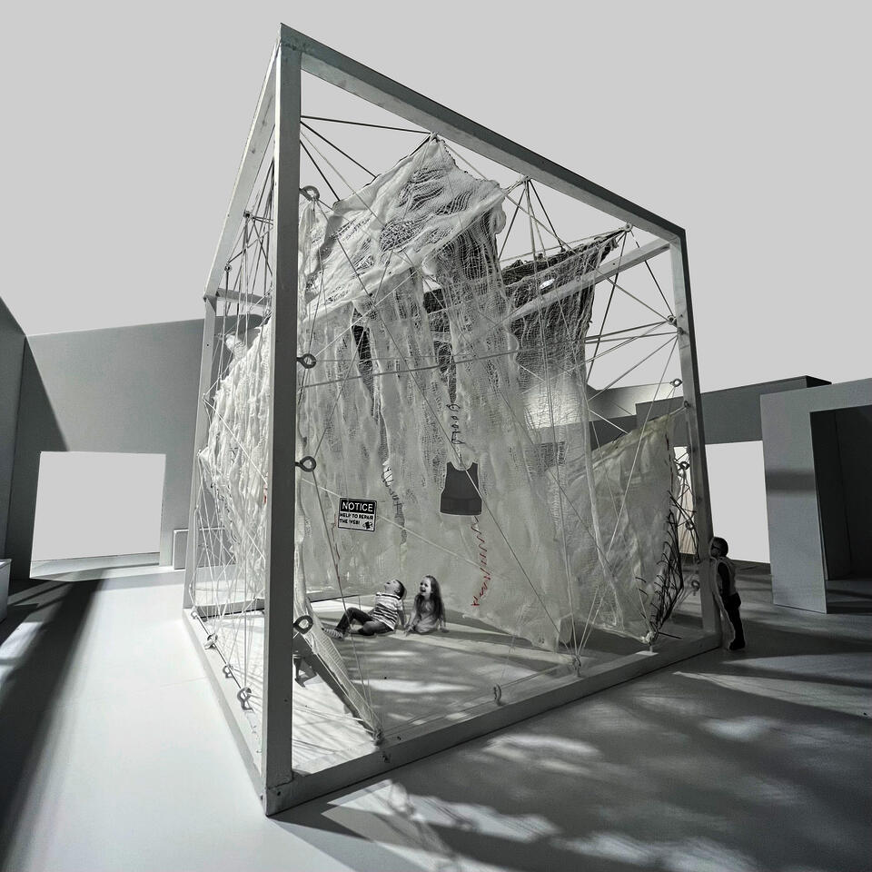 Diorama designed to encourage children to learn about spiders