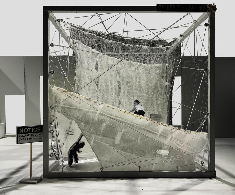 Diorama designed to encourage children to learn about spiders