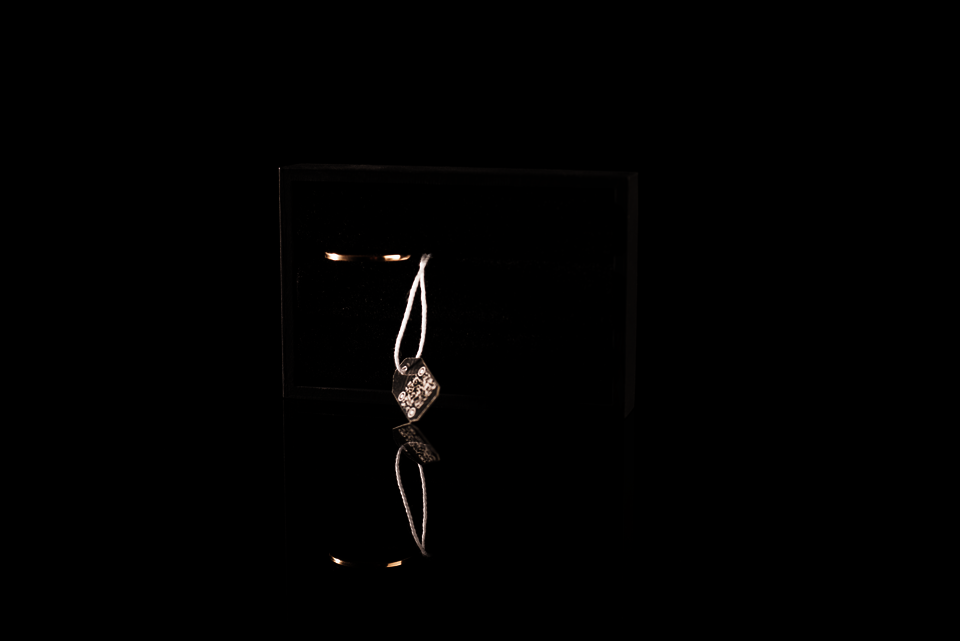 One of the horizontal brooch with gold ring standing.