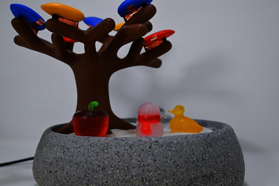 MindfulNest with apple, bird, and snowman pick-and-place objects.