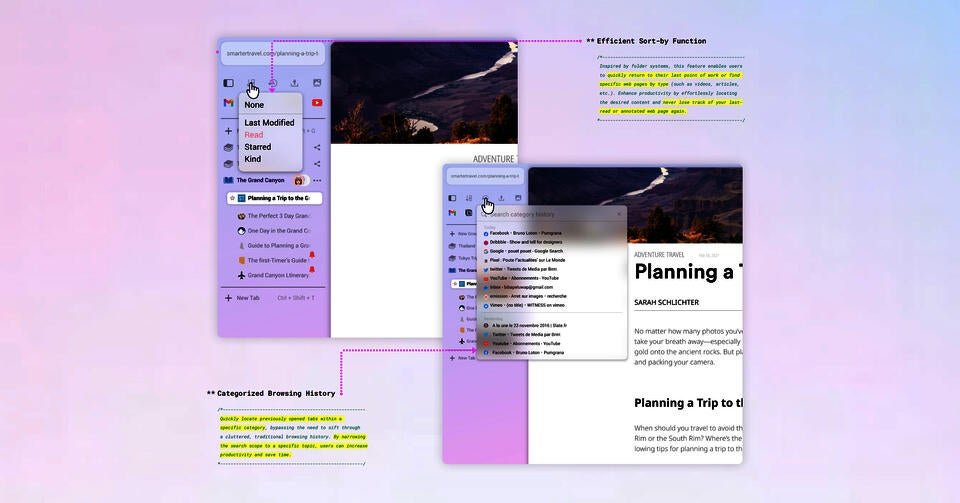 Categorized Browsing History and Efficient Sort-by Function