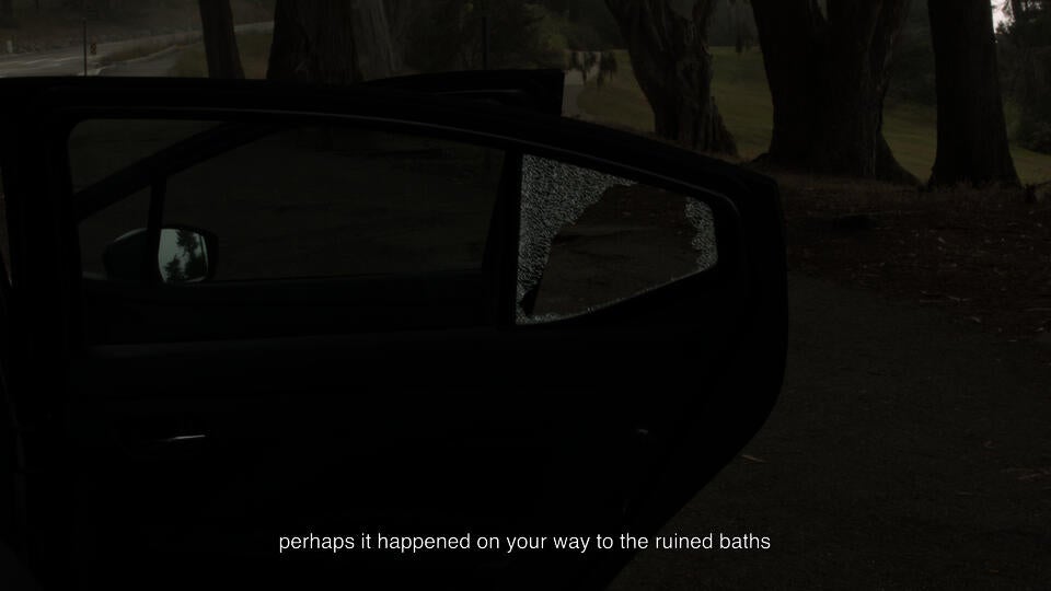 The smashed car window