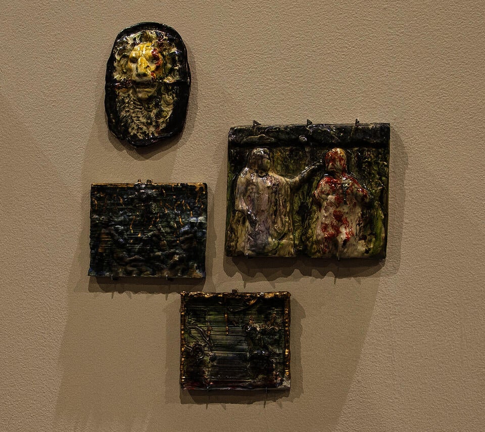 Collection of narrative images on porcelain tiles