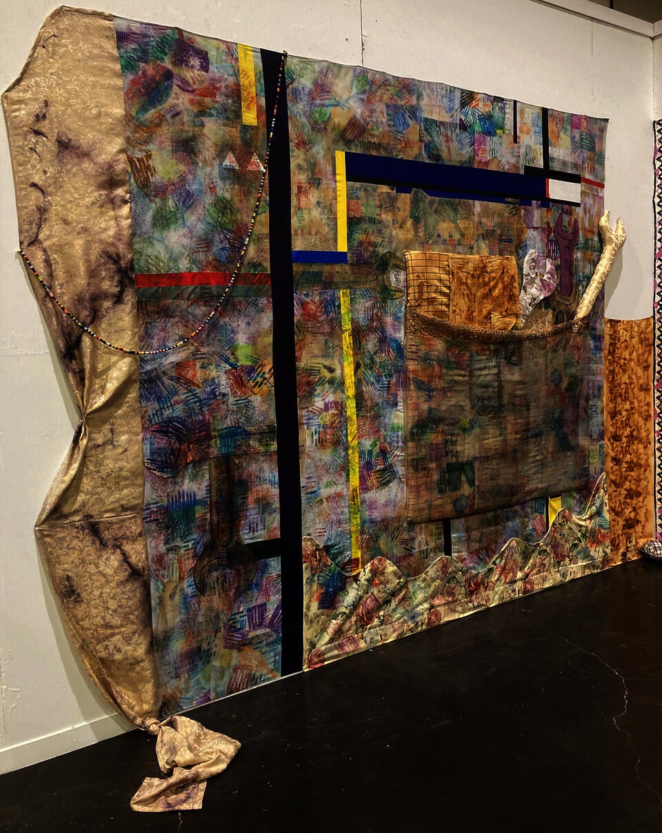 mixed media on thrift fabrics