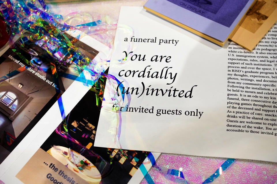 furniture, personal belongings, gifts, photos, and writings; everything is moved out from my studio, which was gathered during my time at RISD graduate program; snacks, food, non-alcoholic beverages, communal care