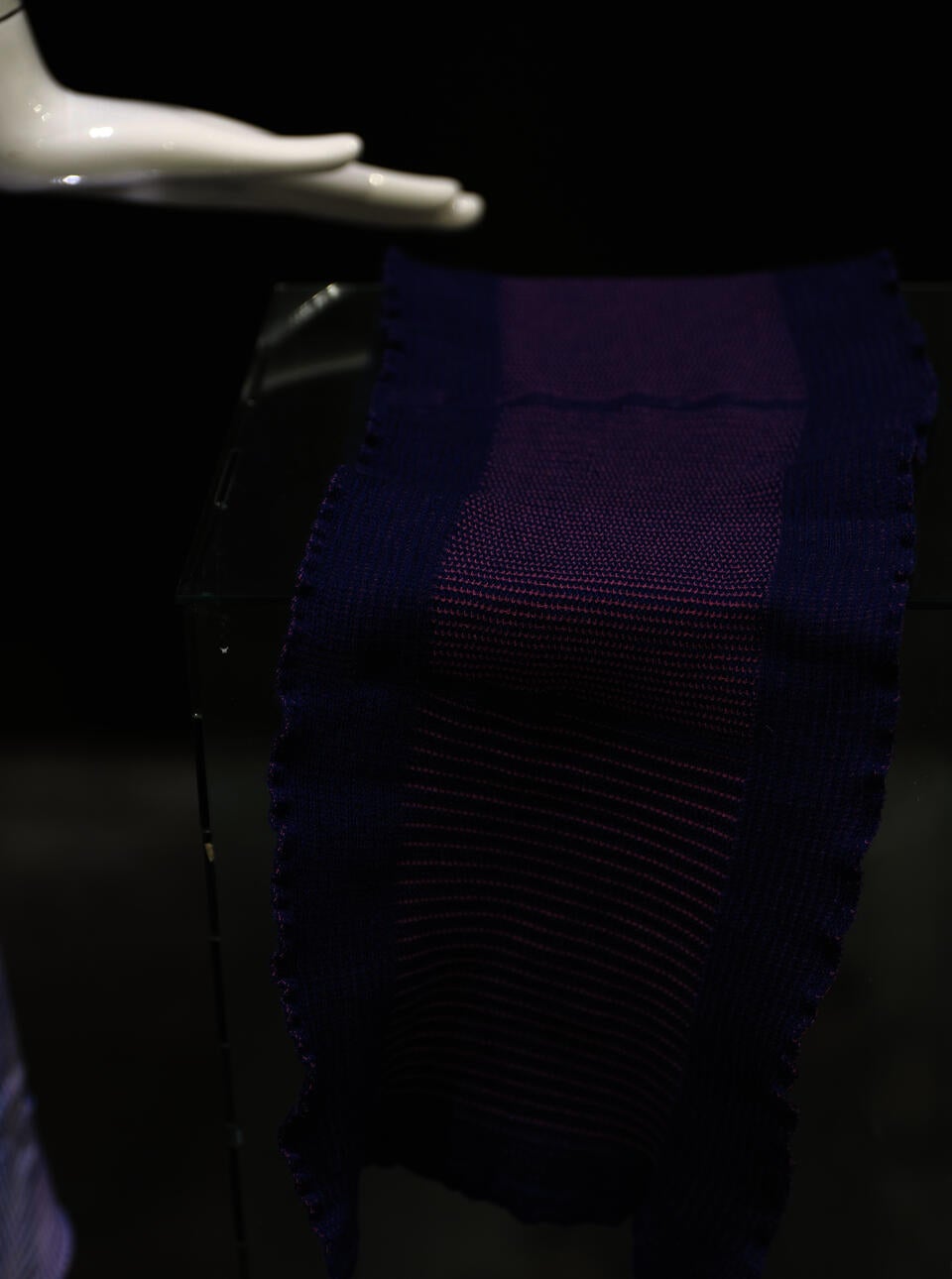 Close-up shot of Look 2, Azurite, in medical knitwear collection